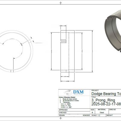 Technical drawing of component