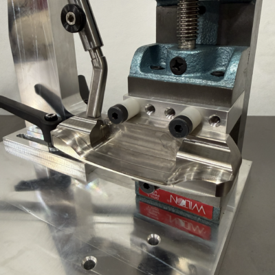 Fixture with putter head ready for welding